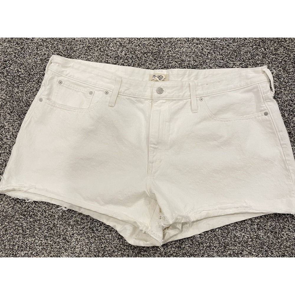 Madewell Womens Plus Size   22  White Relaxed Denim Shorts Mid Rise